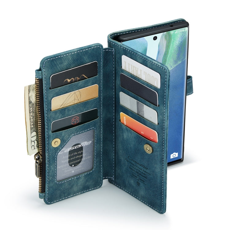 For Samsung Galaxy Note20 Ultra CaseMe-C30 PU + TPU Multifunctional Horizontal Flip Leather Case with Holder & Card Slot & Wallet & Zipper Pocket(Blue) - Galaxy Note20 Ultra Cases by CaseMe | Online Shopping UK | buy2fix