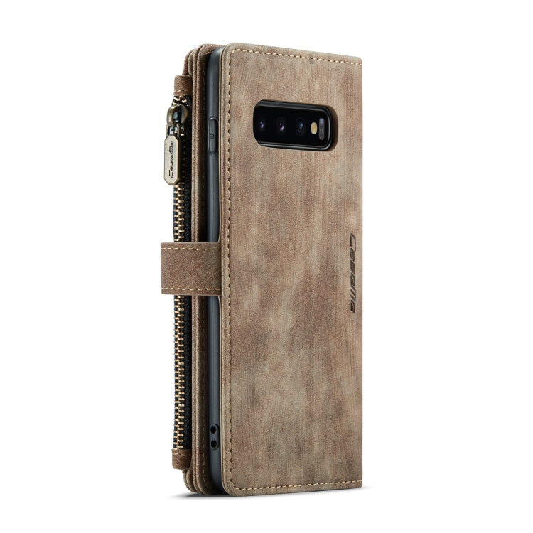 For Samsung Galaxy S10 CaseMe-C30 PU + TPU Multifunctional Horizontal Flip Leather Case with Holder & Card Slot & Wallet & Zipper Pocket(Brown) - Galaxy Phone Cases by CaseMe | Online Shopping UK | buy2fix