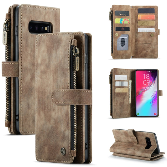 For Samsung Galaxy S10+ CaseMe-C30 PU + TPU Multifunctional Horizontal Flip Leather Case with Holder & Card Slot & Wallet & Zipper Pocket(Brown) - Galaxy Phone Cases by CaseMe | Online Shopping UK | buy2fix