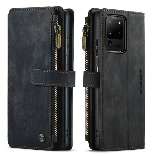 For Samsung Galaxy S20 Ultra 5G CaseMe-C30 PU + TPU Multifunctional Horizontal Flip Leather Case with Holder & Card Slot & Wallet & Zipper Pocket(Black)