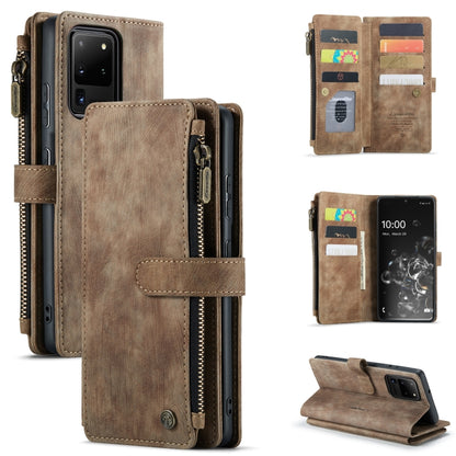 For Samsung Galaxy S20 Ultra 5G CaseMe-C30 PU + TPU Multifunctional Horizontal Flip Leather Case with Holder & Card Slot & Wallet & Zipper Pocket(Brown) - Galaxy Phone Cases by CaseMe | Online Shopping UK | buy2fix