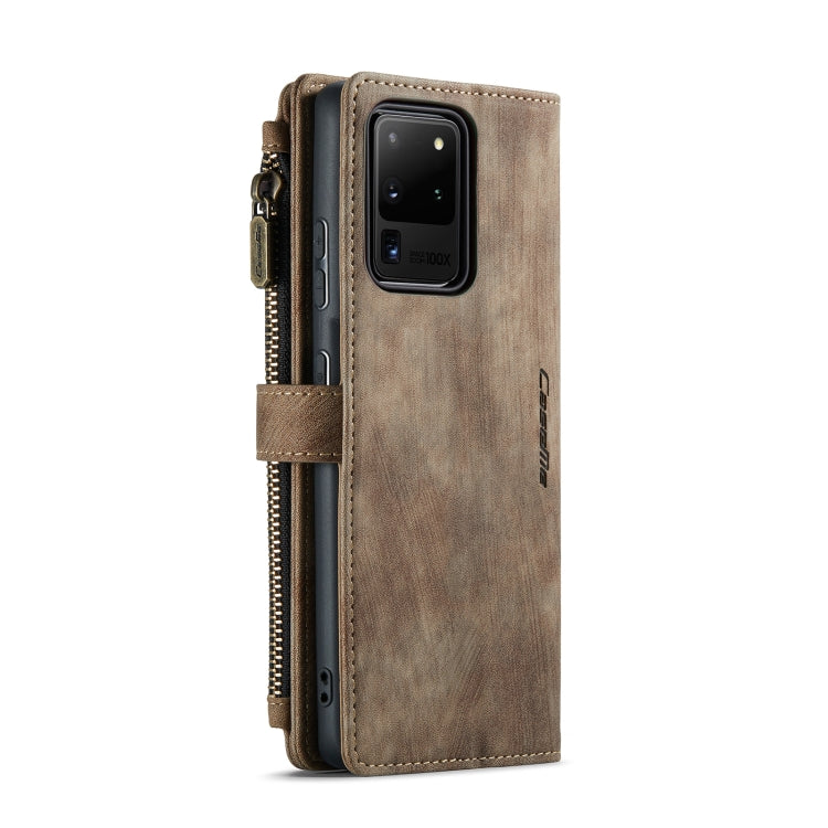 For Samsung Galaxy S20 Ultra 5G CaseMe-C30 PU + TPU Multifunctional Horizontal Flip Leather Case with Holder & Card Slot & Wallet & Zipper Pocket(Brown) - Galaxy Phone Cases by CaseMe | Online Shopping UK | buy2fix