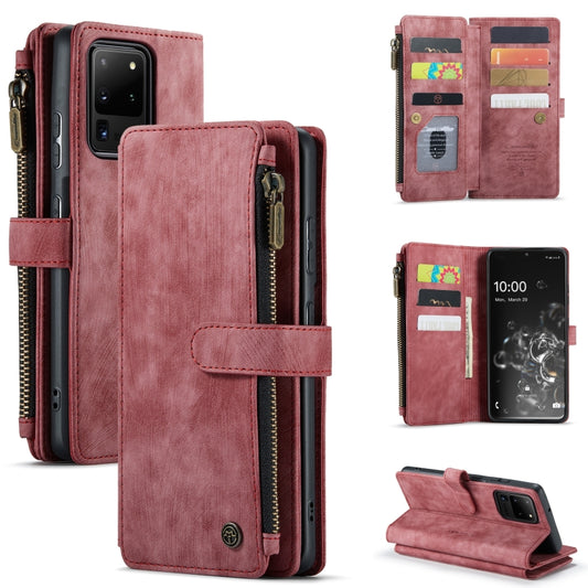 For Samsung Galaxy S20 Ultra 5G CaseMe-C30 PU + TPU Multifunctional Horizontal Flip Leather Case with Holder & Card Slot & Wallet & Zipper Pocket(Red) - Galaxy Phone Cases by CaseMe | Online Shopping UK | buy2fix
