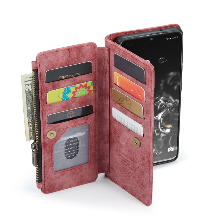 For Samsung Galaxy S20 Ultra 5G CaseMe-C30 PU + TPU Multifunctional Horizontal Flip Leather Case with Holder & Card Slot & Wallet & Zipper Pocket(Red) - Galaxy Phone Cases by CaseMe | Online Shopping UK | buy2fix