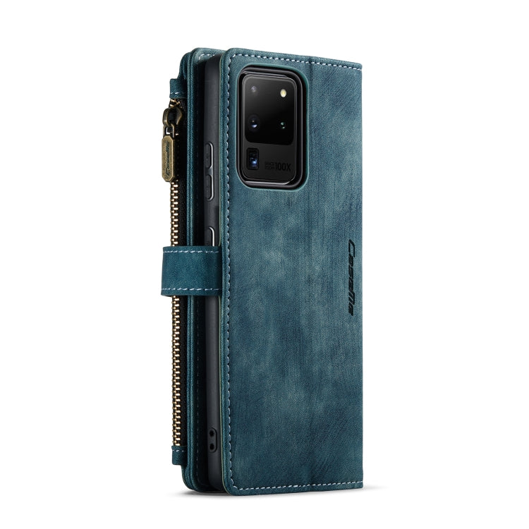 For Samsung Galaxy S20 Ultra 5G CaseMe-C30 PU + TPU Multifunctional Horizontal Flip Leather Case with Holder & Card Slot & Wallet & Zipper Pocket(Blue) - Galaxy Phone Cases by CaseMe | Online Shopping UK | buy2fix