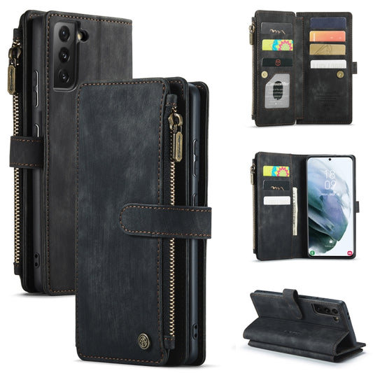 For Samsung Galaxy S21+ 5G CaseMe-C30 PU + TPU Multifunctional Horizontal Flip Leather Case with Holder & Card Slot & Wallet & Zipper Pocket(Black) - Galaxy S21+ 5G Cases by CaseMe | Online Shopping UK | buy2fix
