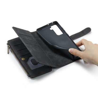 For Samsung Galaxy S21+ 5G CaseMe-C30 PU + TPU Multifunctional Horizontal Flip Leather Case with Holder & Card Slot & Wallet & Zipper Pocket(Black) - Galaxy S21+ 5G Cases by CaseMe | Online Shopping UK | buy2fix