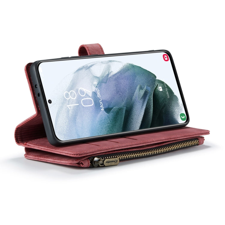 For Samsung Galaxy S21+ 5G CaseMe-C30 PU + TPU Multifunctional Horizontal Flip Leather Case with Holder & Card Slot & Wallet & Zipper Pocket(Red) - Galaxy S21+ 5G Cases by CaseMe | Online Shopping UK | buy2fix