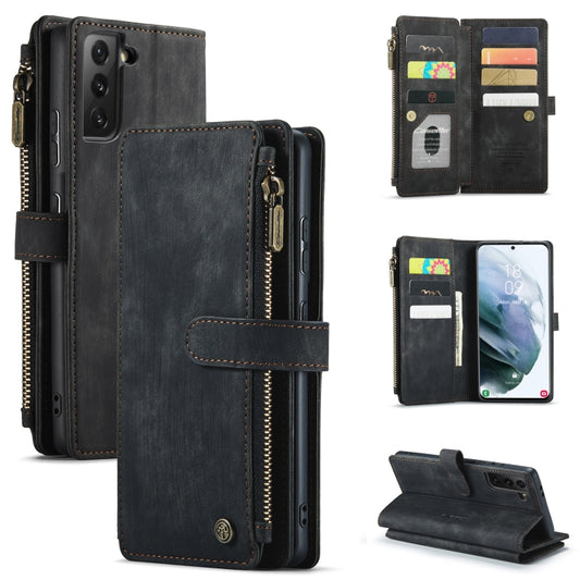 For Samsung Galaxy S21 FE CaseMe-C30 PU + TPU Multifunctional Horizontal Flip Leather Case with Holder & Card Slot & Wallet & Zipper Pocket(Black) - Galaxy Phone Cases by CaseMe | Online Shopping UK | buy2fix