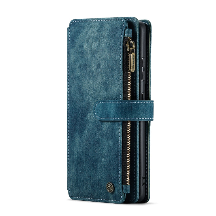 For Samsung Galaxy S21 FE CaseMe-C30 PU + TPU Multifunctional Horizontal Flip Leather Case with Holder & Card Slot & Wallet & Zipper Pocket(Blue) - Galaxy Phone Cases by CaseMe | Online Shopping UK | buy2fix