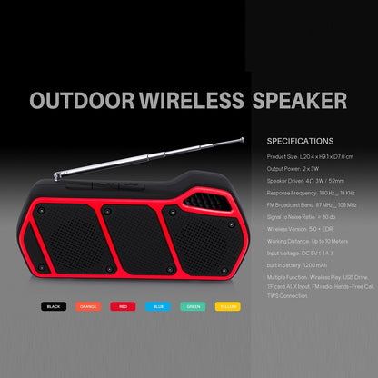 NewRixing NR-5011fm Outdoor Portable Bluetooth Speakerr, Support Hands-free Call / TF Card / FM / U Disk(Green) - Desktop Speaker by NewRixing | Online Shopping UK | buy2fix