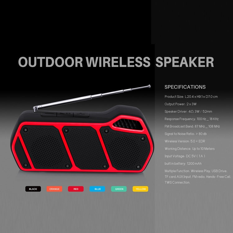 NewRixing NR-5011fm Outdoor Portable Bluetooth Speakerr, Support Hands-free Call / TF Card / FM / U Disk(Yellow) - Desktop Speaker by NewRixing | Online Shopping UK | buy2fix