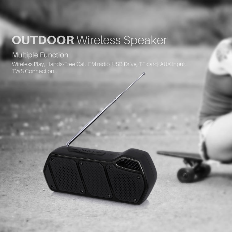 NewRixing NR-5011fm Outdoor Portable Bluetooth Speakerr, Support Hands-free Call / TF Card / FM / U Disk(Black) - Desktop Speaker by NewRixing | Online Shopping UK | buy2fix
