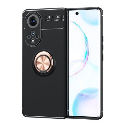 For Huawei Nova 9 Metal Ring Holder 360 Degree Rotating TPU Case(Black Gold) - Huawei Cases by buy2fix | Online Shopping UK | buy2fix