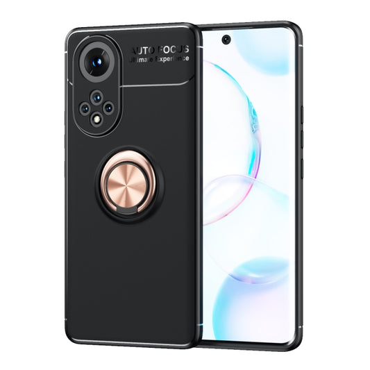 For Huawei Nova 9 Metal Ring Holder 360 Degree Rotating TPU Case(Black Gold) - Huawei Cases by buy2fix | Online Shopping UK | buy2fix