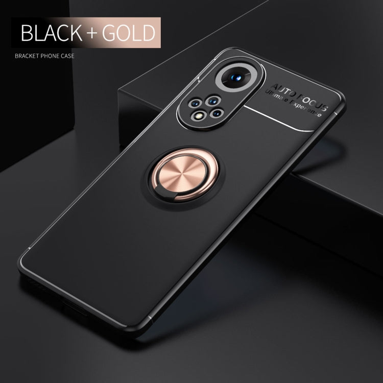 For Huawei Nova 9 Metal Ring Holder 360 Degree Rotating TPU Case(Black Gold) - Huawei Cases by buy2fix | Online Shopping UK | buy2fix