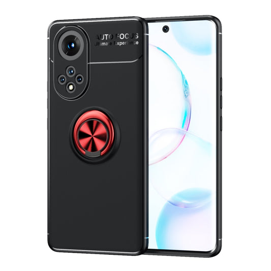 For Huawei Nova 9 Metal Ring Holder 360 Degree Rotating TPU Case(Black Red) - Huawei Cases by buy2fix | Online Shopping UK | buy2fix