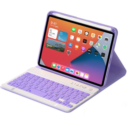 HK006 Square Keys Detachable Bluetooth Keyboard Leather Tablet Case with Holder for iPad mini 6(Light Purple) by buy2fix
