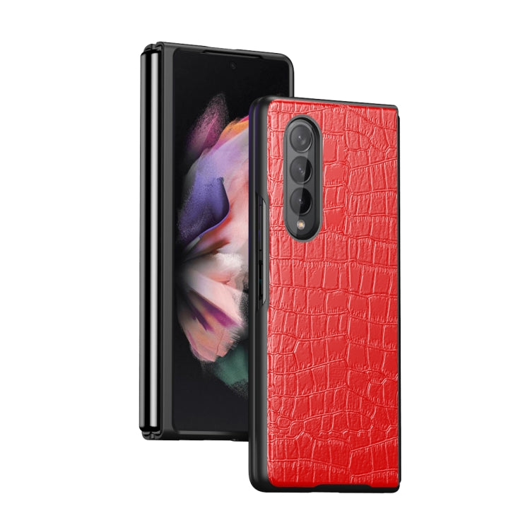 For Samsung Galaxy Z Fold3 5G Crocodile Texture Leather Folding Protective Case(Red) by buy2fix
