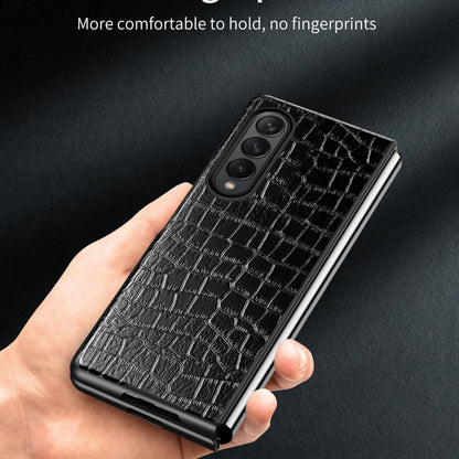For Samsung Galaxy Z Fold3 5G Crocodile Texture Leather Folding Protective Case(Black) by buy2fix
