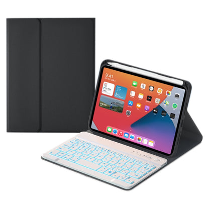 HK006D Square Keys Detachable Bluetooth Solid Color Keyboard Leather Tablet Case with Colorful Backlight & Holder for iPad mini 6(Black+White) - For iPad mini by buy2fix | Online Shopping UK | buy2fix