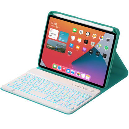 HK006D Square Keys Detachable Bluetooth Solid Color Keyboard Leather Tablet Case with Colorful Backlight & Holder for iPad mini 6(Dark Green) - For iPad mini by buy2fix | Online Shopping UK | buy2fix