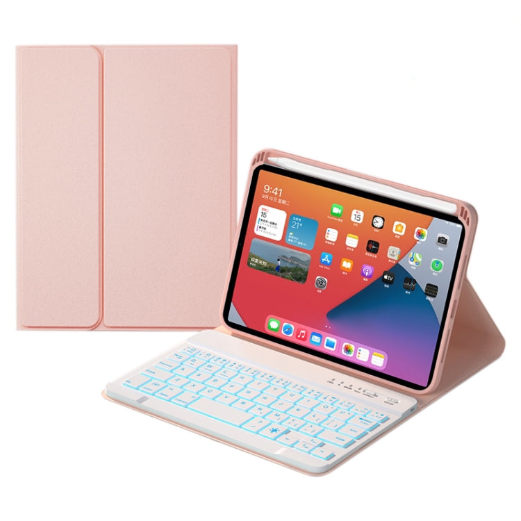 HK006D Square Keys Detachable Bluetooth Solid Color Keyboard Leather Tablet Case with Colorful Backlight & Holder for iPad mini 6(Pink) - For iPad mini by buy2fix | Online Shopping UK | buy2fix