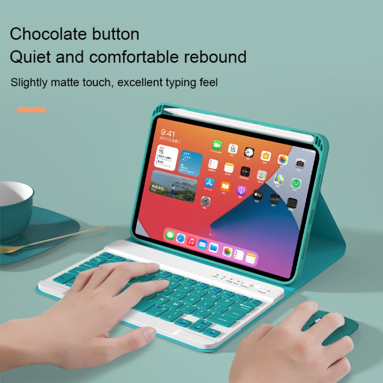 HK006D Square Keys Detachable Bluetooth Solid Color Keyboard Leather Tablet Case with Colorful Backlight & Holder for iPad mini 6(Mint Green) - For iPad mini by buy2fix | Online Shopping UK | buy2fix