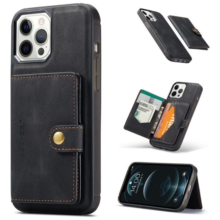 For iPhone 13 mini JEEHOOD Retro Magnetic Detachable Protective Case with Wallet & Card Slot & Holder (Black) - iPhone 13 mini Cases by JEEHOOD | Online Shopping UK | buy2fix