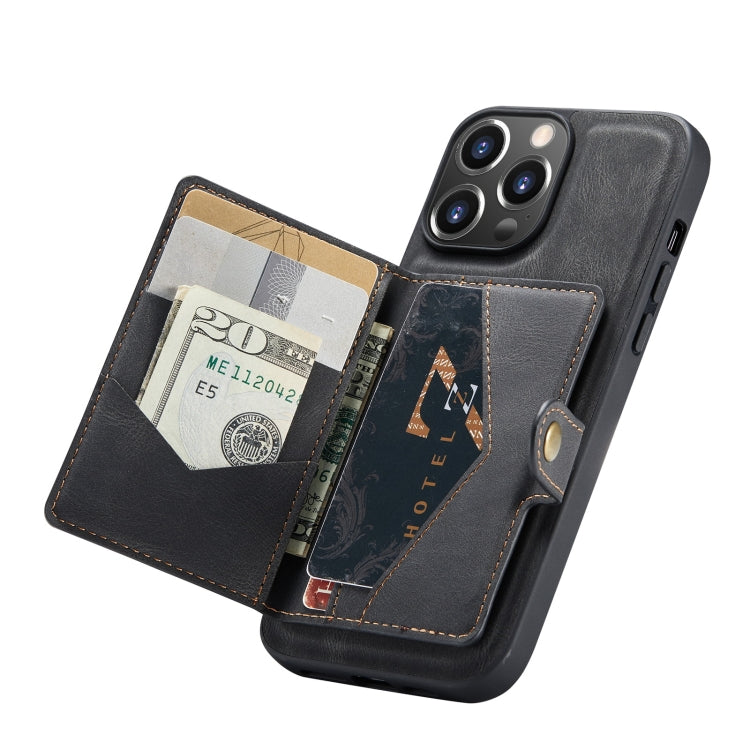 For iPhone 13 mini JEEHOOD Retro Magnetic Detachable Protective Case with Wallet & Card Slot & Holder (Black) - iPhone 13 mini Cases by JEEHOOD | Online Shopping UK | buy2fix