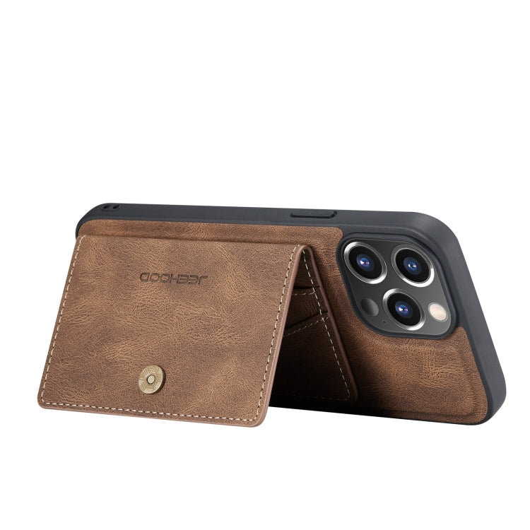 For iPhone 13 JEEHOOD Retro Magnetic Detachable Protective Case with Wallet & Card Slot & Holder(Brown) - iPhone 13 Cases by JEEHOOD | Online Shopping UK | buy2fix