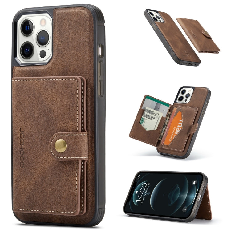 For iPhone 13 Pro JEEHOOD Retro Magnetic Detachable Protective Case with Wallet & Card Slot & Holder (Brown) - iPhone 13 Pro Cases by JEEHOOD | Online Shopping UK | buy2fix