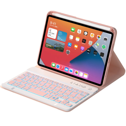 HK006D Square Keys Detachable Bluetooth Candy Color Keyboard Leather Tablet Case with Colorful Backlight & Holder for iPad mini 6(Pink) by buy2fix