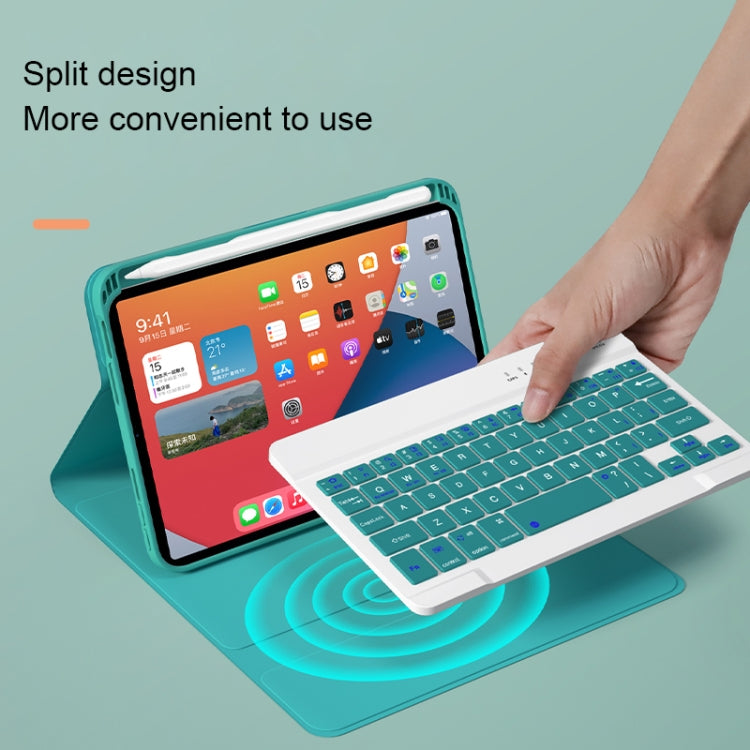 HK006D Square Keys Detachable Bluetooth Candy Color Keyboard Leather Tablet Case with Colorful Backlight & Holder for iPad mini 6(Dark Green) - For iPad mini by buy2fix | Online Shopping UK | buy2fix