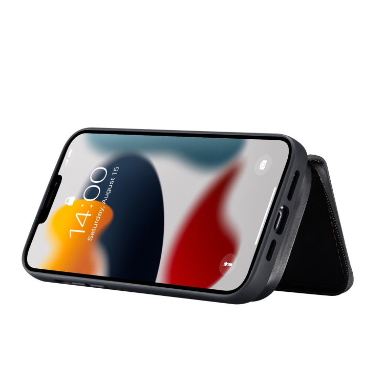 For iPhone 13 mini JEEHOOD Magnetic Zipper Horizontal Flip Leather Case with Holder & Card Slot & Wallet (Black) - iPhone 13 mini Cases by JEEHOOD | Online Shopping UK | buy2fix