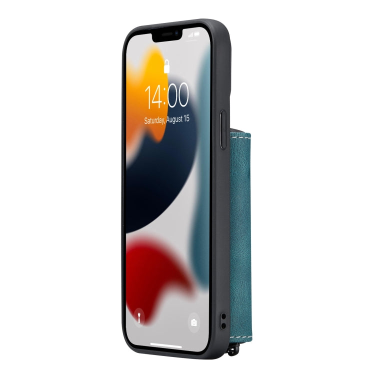 For iPhone 13 mini JEEHOOD Magnetic Zipper Horizontal Flip Leather Case with Holder & Card Slot & Wallet (Blue) - iPhone 13 mini Cases by JEEHOOD | Online Shopping UK | buy2fix