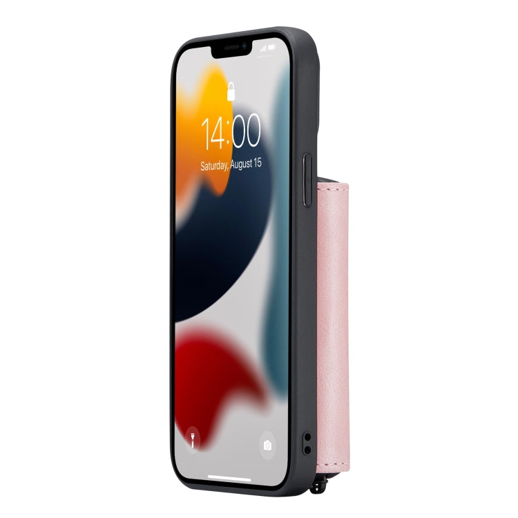 For iPhone 13 JEEHOOD Magnetic Zipper Horizontal Flip Leather Case with Holder & Card Slot & Wallet(Pink) - iPhone 13 Cases by JEEHOOD | Online Shopping UK | buy2fix