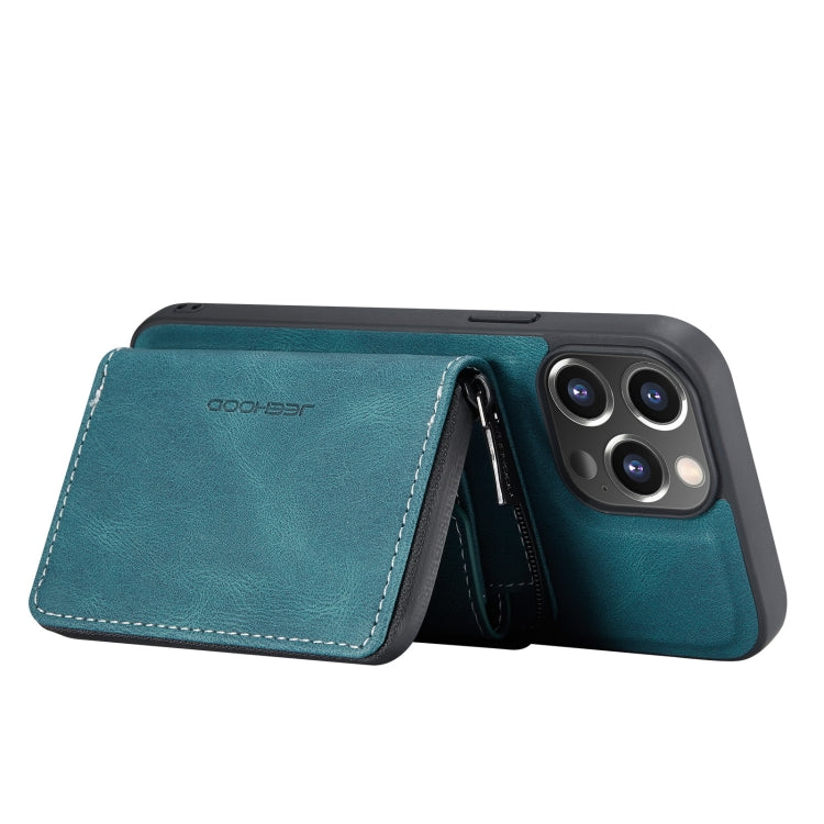 For iPhone 13 JEEHOOD Magnetic Zipper Horizontal Flip Leather Case with Holder & Card Slot & Wallet(Blue) - iPhone 13 Cases by JEEHOOD | Online Shopping UK | buy2fix
