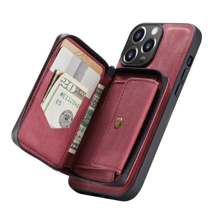 For iPhone 13 Pro JEEHOOD Magnetic Zipper Horizontal Flip Leather Case with Holder & Card Slot & Wallet (Red) - iPhone 13 Pro Cases by JEEHOOD | Online Shopping UK | buy2fix