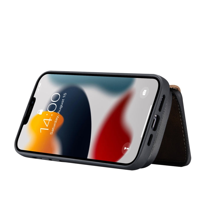 For iPhone 13 Pro Max JEEHOOD Magnetic Zipper Horizontal Flip Leather Case with Holder & Card Slot & Wallet (Brown) - iPhone 13 Pro Max Cases by JEEHOOD | Online Shopping UK | buy2fix