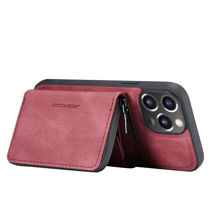 For iPhone 13 Pro Max JEEHOOD Magnetic Zipper Horizontal Flip Leather Case with Holder & Card Slot & Wallet (Red) - iPhone 13 Pro Max Cases by JEEHOOD | Online Shopping UK | buy2fix