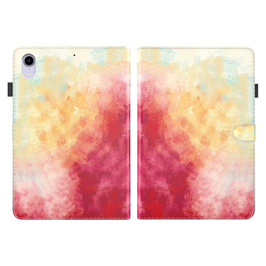 For iPad mini 2024 / mini 6 Watercolor Pattern Skin Feel Magnetic Horizontal Flip PU Leather Tablet Case with Holder & Card Slots & Photo Frame(Spring Cherry) by buy2fix