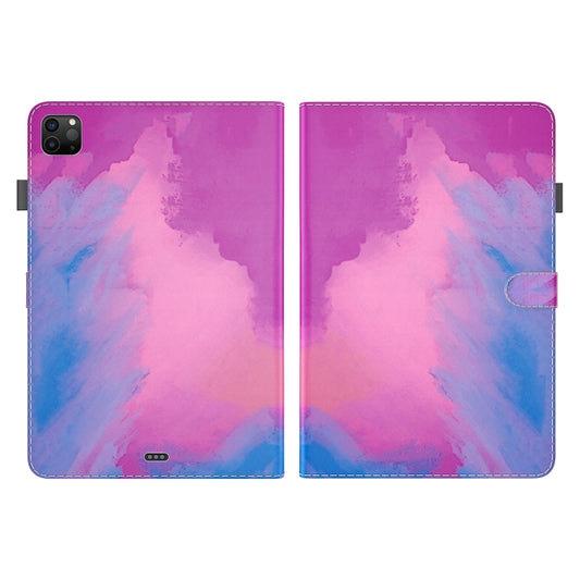 For iPad Pro 12.9 2022 / 2021 / 2020 Watercolor Pattern Skin Feel Magnetic Horizontal Flip PU Leather Tablet Case with Holder & Card Slots & Photo Frame & Sleep / Wake-up Function(Purple Red) by buy2fix