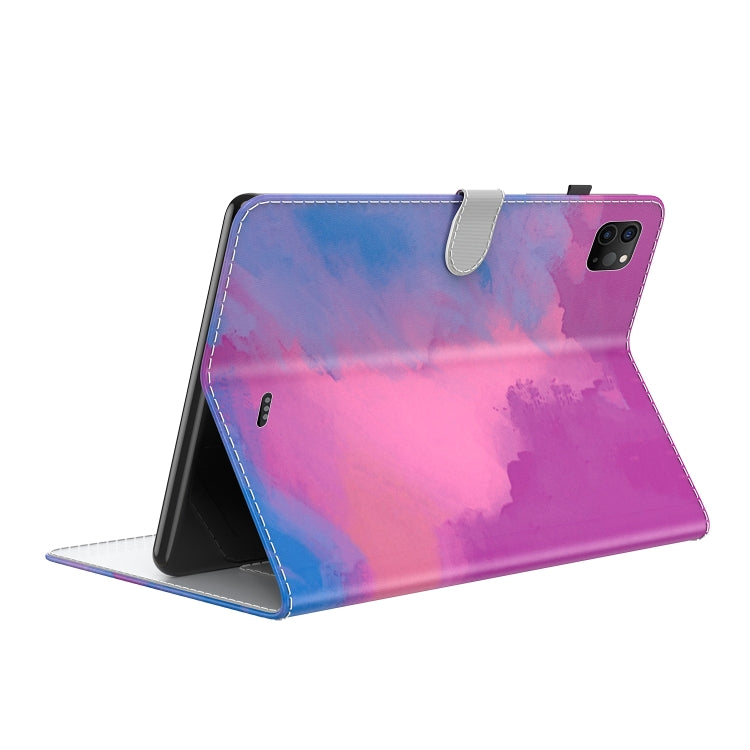 For iPad Pro 11 2022 / 2021 / 2018 / Air 2020 10.9 Watercolor Pattern Skin Feel Magnetic Leather Tablet Case with Holder & Card Slots & Photo Frame & Sleep / Wake-up Function(Purple Red) - iPad Pro 11 (2022/2021) Cases by buy2fix | Online Shopping UK | buy2fix