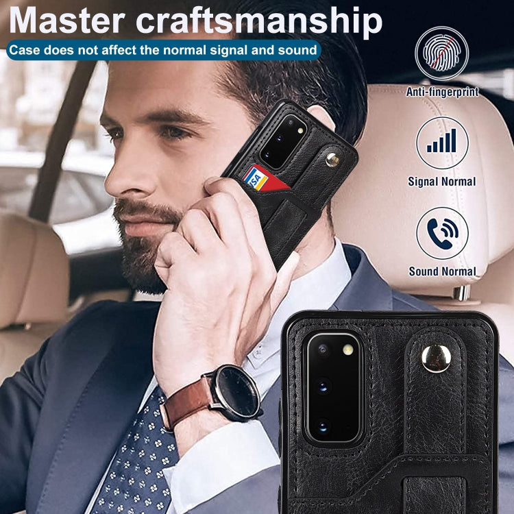 For Samsung Galaxy S20 Crazy Horse Texture Shockproof TPU + PU Leather Case with Card Slot & Wrist Strap Holder(Black) by buy2fix