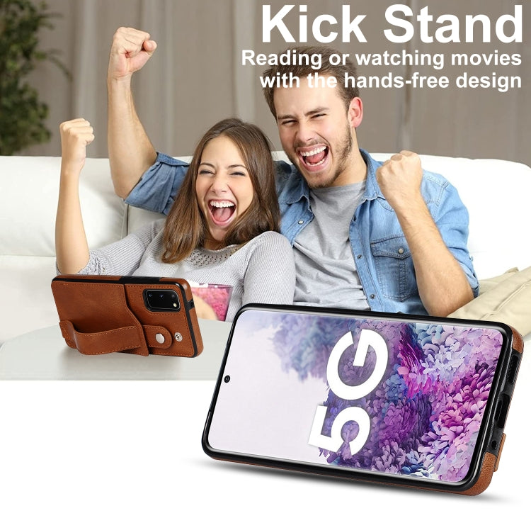 For Samsung Galaxy S20 Crazy Horse Texture Shockproof TPU + PU Leather Case with Card Slot & Wrist Strap Holder(Brown) by buy2fix