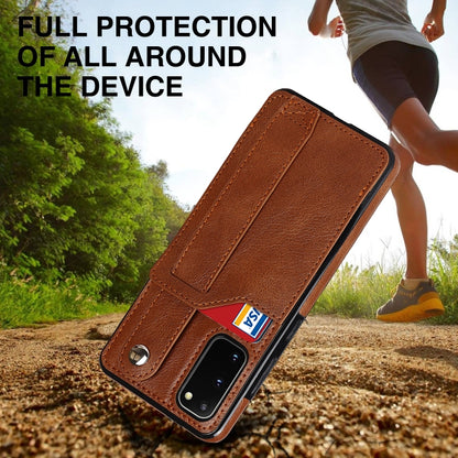 For Samsung Galaxy S20 Crazy Horse Texture Shockproof TPU + PU Leather Case with Card Slot & Wrist Strap Holder(Brown) by buy2fix