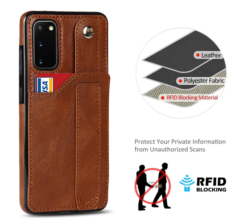 For Samsung Galaxy S20 Crazy Horse Texture Shockproof TPU + PU Leather Case with Card Slot & Wrist Strap Holder(Brown) by buy2fix