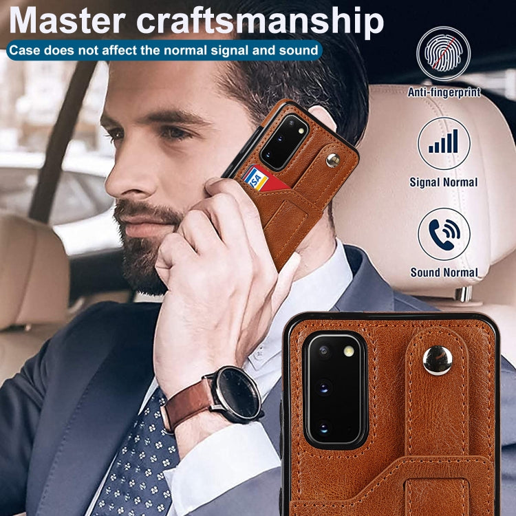 For Samsung Galaxy S20 Crazy Horse Texture Shockproof TPU + PU Leather Case with Card Slot & Wrist Strap Holder(Brown) by buy2fix