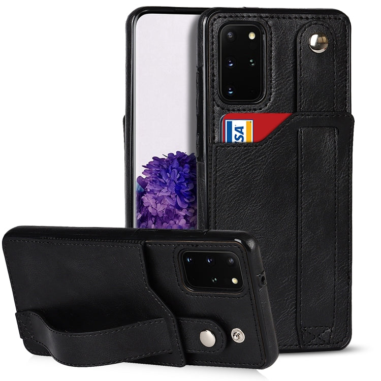 For Samsung Galaxy S20+ Crazy Horse Texture Shockproof TPU + PU Leather Case with Card Slot & Wrist Strap Holder(Black) by buy2fix